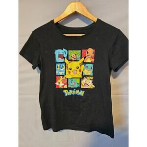 Pokemon Graphic T-Shirt Kids Size S (3–5) Black Pikachu Character Tee